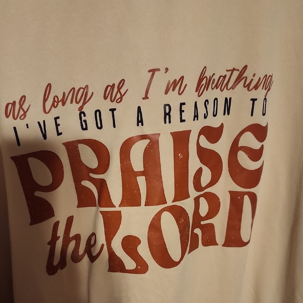 SHEIN Tan Graphic Tee with Red Text - Picture 2 of 3